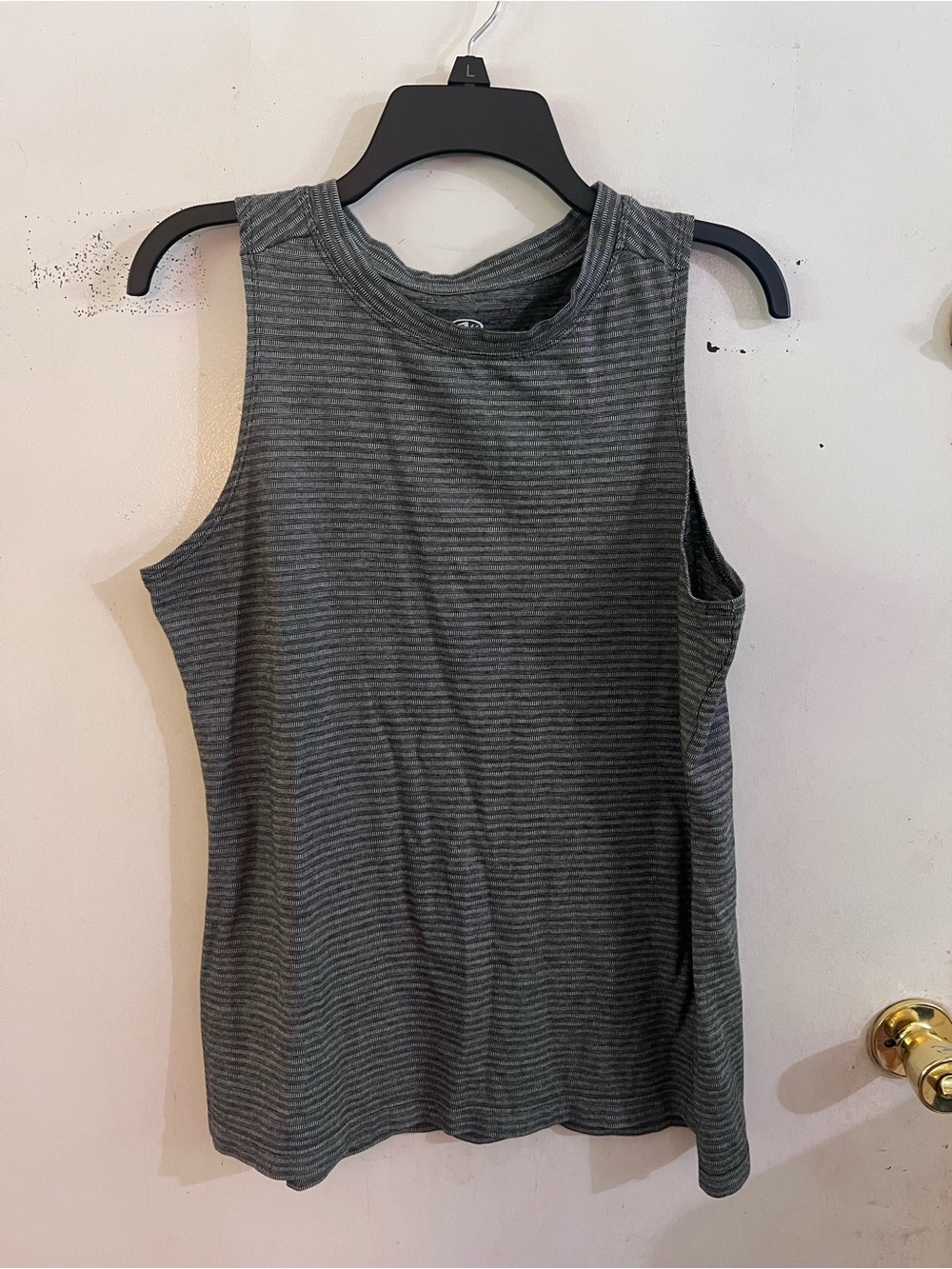 Athletic Works Black and Gray Striped Tank Top